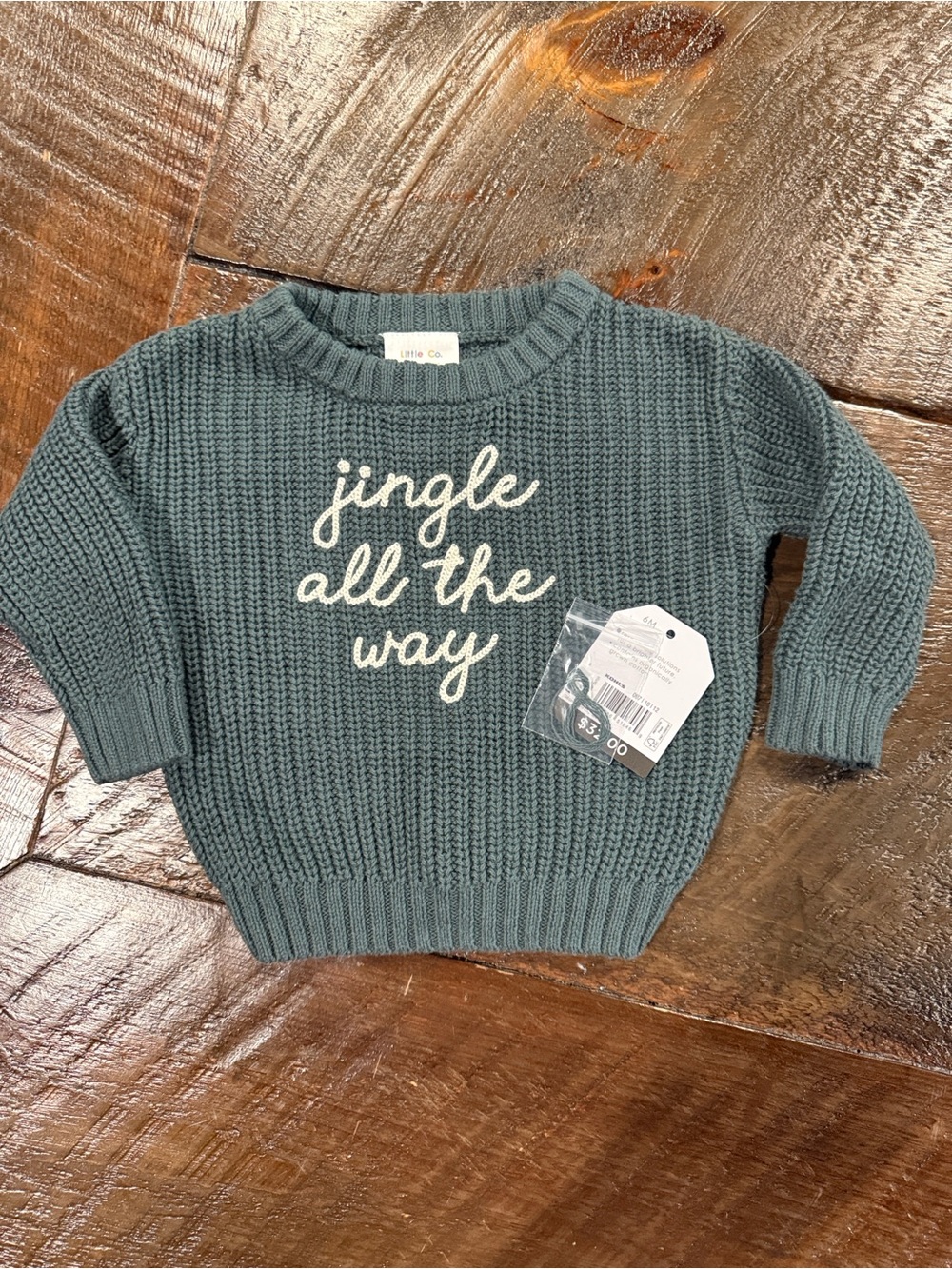 Little Co. Girls' Forest Green 'Jingle All The Way' Knit Sweater